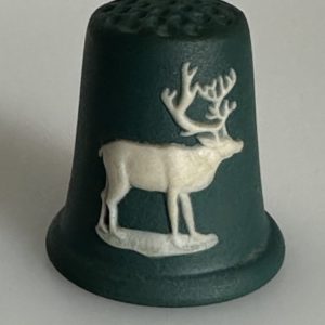 Christmas Reindeer Teal Jasper Ware Wedgwood Thimble