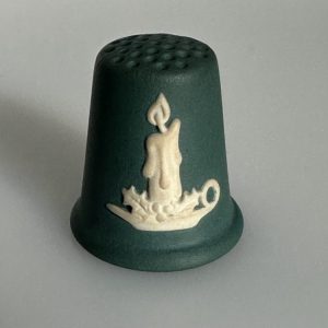 Christmas Candle Teal Wedgwood Thimble